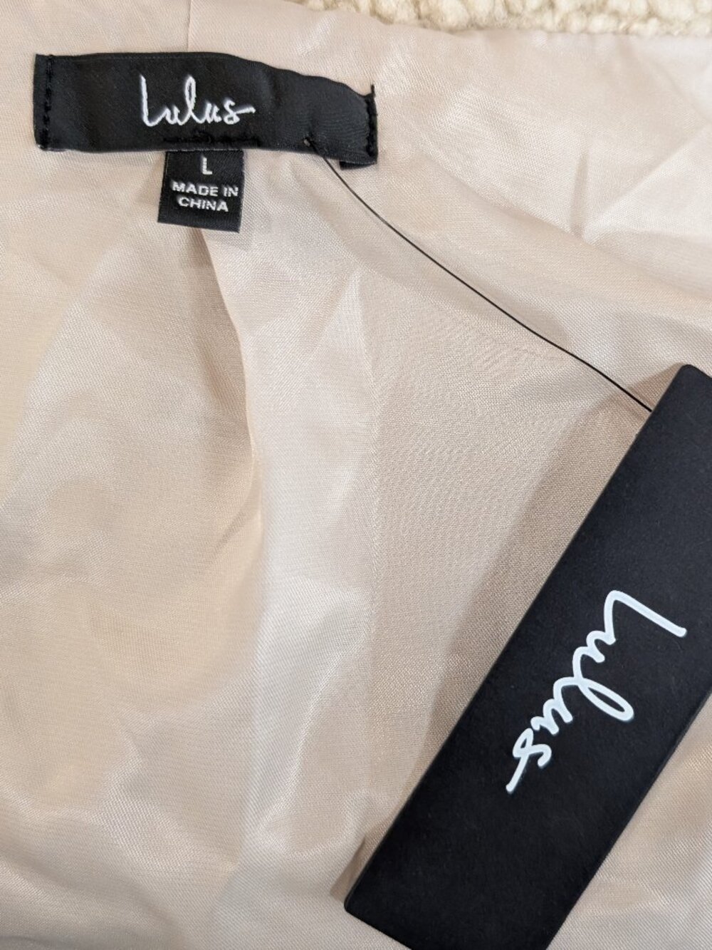 Lulus Nearest And Dearest Cream Shearling Jacket Beige - Size L - Picture 2 of 2